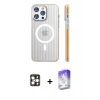 MARSİLYAN™- iPhone 16 Pro Max Kılıf Pusula Minimal Koleksiyonu - Siyah Bilvis 5in1 3D Magic Cam Ekran Koruyucu + PVD Metal Kamera Lens - GD
