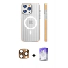 MARSİLYAN™- iPhone 16 Pro Max Kılıf Pusula Minimal Koleksiyonu - Siyah Bilvis 5in1 3D Magic Cam Ekran Koruyucu + Pers Alüminyum Kamera Lens - CLTM