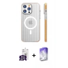 MARSİLYAN™- iPhone 16 Pro Max Kılıf Pusula Minimal Koleksiyonu - Siyah Bilvis 5in1 3D Magic Cam Ekran Koruyucu + Bilvis Titan Kamera Lens - GS