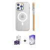 MARSİLYAN™- iPhone 16 Pro Max Kılıf Pusula Minimal Koleksiyonu - Siyah Bilvis 5in1 3D Magic Cam Ekran Koruyucu + Bilvis Titan Kamera Lens - SH