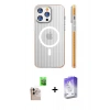 MARSİLYAN™- iPhone 16 Pro Max Kılıf Pusula Minimal Koleksiyonu - Siyah Bilvis 5in1 3D Magic Cam Ekran Koruyucu + Raze Metal Kamera Lens - NLGY
