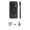 MARSİLYAN™- iPhone 16 Pro Max Kılıf Pusula Minimal Koleksiyonu - Siyah Bilvis Hayalet Cam Ekran Koruyucu + Pers Alüminyum Kamera Lens - GS