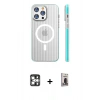 MARSİLYAN™- iPhone 16 Pro Max Kılıf Pusula Minimal Koleksiyonu - Siyah Bilvis Hayalet Cam Ekran Koruyucu + PVD Metal Kamera Lens - GS
