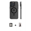 MARSİLYAN™- iPhone 16 Pro Max Kılıf Pusula Minimal Koleksiyonu - Siyah Bilvis Hayalet Cam Ekran Koruyucu + PVD Metal Kamera Lens - GD
