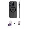 MARSİLYAN™- iPhone 16 Pro Max Kılıf Pusula Minimal Koleksiyonu - Siyah Bilvis Hayalet Cam Ekran Koruyucu + Bilvis Titan Kamera Lens - SH
