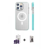 MARSİLYAN™- iPhone 16 Pro Max Kılıf Pusula Minimal Koleksiyonu - Siyah Bilvis Hayalet Cam Ekran Koruyucu + Bilvis Titan Kamera Lens - SH