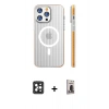 MARSİLYAN™- iPhone 16 Pro Max Kılıf Pusula Minimal Koleksiyonu - Siyah Bilvis Hayalet Cam Ekran Koruyucu + PVD Metal Kamera Lens - SH