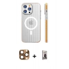 MARSİLYAN™- iPhone 16 Pro Max Kılıf Pusula Minimal Koleksiyonu - Siyah Bilvis Hayalet Cam Ekran Koruyucu + Pers Alüminyum Kamera Lens - CLTM