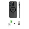 MARSİLYAN™- iPhone 16 Pro Max Kılıf Pusula Minimal Koleksiyonu - Siyah Bilvis Hayalet Cam Ekran Koruyucu + Raze Metal Kamera Lens - BZ