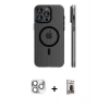 MARSİLYAN™- iPhone 16 Pro Max Kılıf Pusula Minimal Koleksiyonu - Siyah Bilvis Hayalet Cam Ekran Koruyucu + Pers Alüminyum Kamera Lens - GS