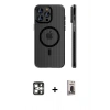 MARSİLYAN™- iPhone 16 Pro Max Kılıf Pusula Minimal Koleksiyonu - Siyah Bilvis Hayalet Cam Ekran Koruyucu + PVD Metal Kamera Lens - GS