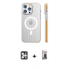 MARSİLYAN™- iPhone 16 Pro Max Kılıf Pusula Minimal Koleksiyonu - Siyah Bilvis Hayalet Cam Ekran Koruyucu + PVD Metal Kamera Lens - GS