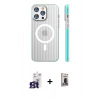 MARSİLYAN™- iPhone 16 Pro Max Kılıf Pusula Minimal Koleksiyonu - Siyah Bilvis Hayalet Cam Ekran Koruyucu + Titanyum Gri Bilvis Titan Kamera Lens