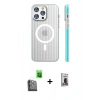 MARSİLYAN™- iPhone 16 Pro Max Kılıf Pusula Minimal Koleksiyonu - Siyah Bilvis Hayalet Cam Ekran Koruyucu + Siyah Raze Metal Kamera Lens