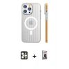 MARSİLYAN™- iPhone 16 Pro Max Kılıf Pusula Minimal Koleksiyonu - Siyah Bilvis Hayalet Cam Ekran Koruyucu + PVD Metal Kamera Lens - GD