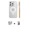 MARSİLYAN™- iPhone 16 Pro Max Kılıf Pusula Minimal Koleksiyonu - Siyah Bilvis Hayalet Cam Ekran Koruyucu + Pers Alüminyum Kamera Lens - GS