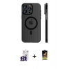 MARSİLYAN™- iPhone 16 Pro Max Kılıf Pusula Minimal Koleksiyonu - Siyah Buffer Cam Ekran Koruyucu + Bilvis Titan Kamera Lens - TMGI