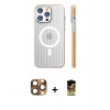 MARSİLYAN™- iPhone 16 Pro Max Kılıf Pusula Minimal Koleksiyonu - Siyah Buffer Cam Ekran Koruyucu + Çöl Titanyum Pers Alüminyum Kamera Lens