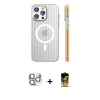 MARSİLYAN™- iPhone 16 Pro Max Kılıf Pusula Minimal Koleksiyonu - Siyah Buffer Cam Ekran Koruyucu + Pers Alüminyum Kamera Lens - GS