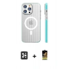 MARSİLYAN™- iPhone 16 Pro Max Kılıf Pusula Minimal Koleksiyonu - Siyah Buffer Cam Ekran Koruyucu + PVD Metal Kamera Lens - SH