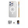 MARSİLYAN™- iPhone 16 Pro Max Kılıf Pusula Minimal Koleksiyonu - Siyah Buffer Hayalet Cam Ekran Koruyucu + Pers Alüminyum Kamera Lens - GI