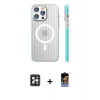 MARSİLYAN™- iPhone 16 Pro Max Kılıf Pusula Minimal Koleksiyonu - Siyah Buffer Hayalet Cam Ekran Koruyucu + PVD Metal Kamera Lens - SH
