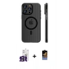 MARSİLYAN™- iPhone 16 Pro Max Kılıf Pusula Minimal Koleksiyonu - Siyah Buffer Hayalet Cam Ekran Koruyucu + Bilvis Titan Kamera Lens - SH