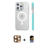 MARSİLYAN™- iPhone 16 Pro Max Kılıf Pusula Minimal Koleksiyonu - Siyah Buffer Hayalet Cam Ekran Koruyucu + Pers Alüminyum Kamera Lens - CLTM