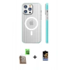 MARSİLYAN™- iPhone 16 Pro Max Kılıf Pusula Minimal Koleksiyonu - Siyah Buffer Hayalet Cam Ekran Koruyucu + Çöl Titanyum Raze Metal Kamera Lens