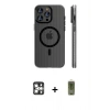 MARSİLYAN™- iPhone 16 Pro Max Kılıf Pusula Minimal Koleksiyonu - Siyah Joko Magic 5D Hayalet Cam + PVD Metal Kamera Lens - GS