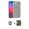 MARSİLYAN™- iPhone 16 Pro Max Kılıf Siluet Doku Özel Seri - Şeffaf 360 Full Body Arka Koruyucu + PVD Metal Kamera Lens - GD