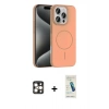 MARSİLYAN™- iPhone 16 Pro Max Kılıf Siluet Doku Özel Seri - Şeffaf Pasifik Cam Ekran Koruyucu + Gold PVD Metal Kamera Lens