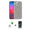 MARSİLYAN™- iPhone 16 Pro Max Kılıf Siluet Doku Özel Seri - Siyah 360 Mat Full Body Arka Koruyucu + Beyaz Raze Metal Kamera Lens