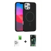 MARSİLYAN™- iPhone 16 Pro Max Kılıf Siluet Doku Özel Seri - Siyah 360 Mat Full Body Arka Koruyucu + Beyaz Raze Metal Kamera Lens