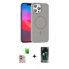 MARSİLYAN™- iPhone 16 Pro Max Kılıf Siluet Doku Özel Seri - Siyah 360 Mat Full Body Arka Koruyucu + Raze Metal Kamera Lens - NLGY