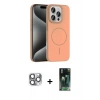 MARSİLYAN™- iPhone 16 Pro Max Kılıf Siluet Doku Özel Seri - Siyah 360 Mat Full Body Arka Koruyucu + Pers Alüminyum Kamera Lens - GI