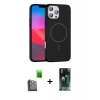MARSİLYAN™- iPhone 16 Pro Max Kılıf Siluet Doku Özel Seri - Siyah 360 Mat Full Body Arka Koruyucu + Raze Metal Kamera Lens - SH