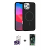 MARSİLYAN™- iPhone 16 Pro Max Kılıf Siluet Doku Özel Seri - Siyah 360 Mat Full Body Arka Koruyucu + Bilvis Titan Kamera Lens - SH