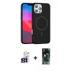 MARSİLYAN™- iPhone 16 Pro Max Kılıf Siluet Doku Özel Seri - Siyah 360 Mat Full Body Arka Koruyucu + Bilvis Titan Kamera Lens - TMGI