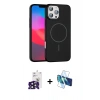 MARSİLYAN™- iPhone 16 Pro Max Kılıf Siluet Doku Özel Seri - Siyah 3D Antistatik Cam Ekran Koruyucu + Bilvis Titan Kamera Lens - SH