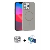 MARSİLYAN™- iPhone 16 Pro Max Kılıf Siluet Doku Özel Seri - Siyah 3D Antistatik Cam Ekran Koruyucu + Pers Alüminyum Kamera Lens - GI