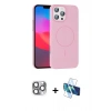 MARSİLYAN™- iPhone 16 Pro Max Kılıf Siluet Doku Özel Seri - Siyah 3D Antistatik Cam Ekran Koruyucu + Pers Alüminyum Kamera Lens - GI