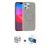 MARSİLYAN™- iPhone 16 Pro Max Kılıf Siluet Doku Özel Seri - Siyah 3D Antistatik Cam Ekran Koruyucu + Pers Alüminyum Kamera Lens - GS