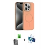 MARSİLYAN™- iPhone 16 Pro Max Kılıf Siluet Doku Özel Seri - Siyah 3D Antistatik Cam Ekran Koruyucu + Raze Metal Kamera Lens - SH
