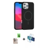 MARSİLYAN™- iPhone 16 Pro Max Kılıf Siluet Doku Özel Seri - Siyah 3D Antistatik Cam Ekran Koruyucu + Raze Metal Kamera Lens - NLGY