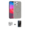 MARSİLYAN™- iPhone 16 Pro Max Kılıf Siluet Doku Özel Seri - Siyah 3D Antistatik Hayalet Cam Ekran Koruyucu + Pers Alüminyum Kamera Lens - GS