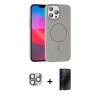 MARSİLYAN™- iPhone 16 Pro Max Kılıf Siluet Doku Özel Seri - Siyah 3D Antistatik Hayalet Cam Ekran Koruyucu + Pers Alüminyum Kamera Lens - GI