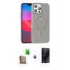 MARSİLYAN™- iPhone 16 Pro Max Kılıf Siluet Doku Özel Seri - Siyah 3D Antistatik Hayalet Cam Ekran Koruyucu + Raze Metal Kamera Lens - CLTM