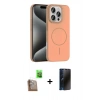 MARSİLYAN™- iPhone 16 Pro Max Kılıf Siluet Doku Özel Seri - Siyah 3D Antistatik Hayalet Cam Ekran Koruyucu + Raze Metal Kamera Lens - CLTM