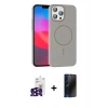 MARSİLYAN™- iPhone 16 Pro Max Kılıf Siluet Doku Özel Seri - Siyah 3D Antistatik Hayalet Cam Ekran Koruyucu + Bilvis Titan Kamera Lens - SH